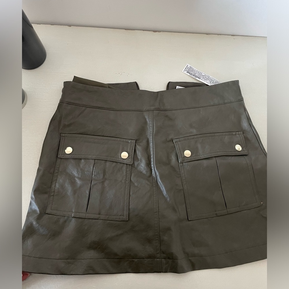 Green Leather Mini Skirt